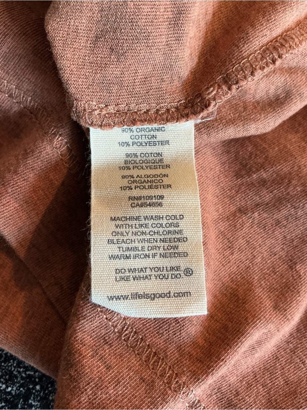Life is Good Good Karma Peace Sign Graphic Tee XXL Rusty Orange - Picture 4 of 4